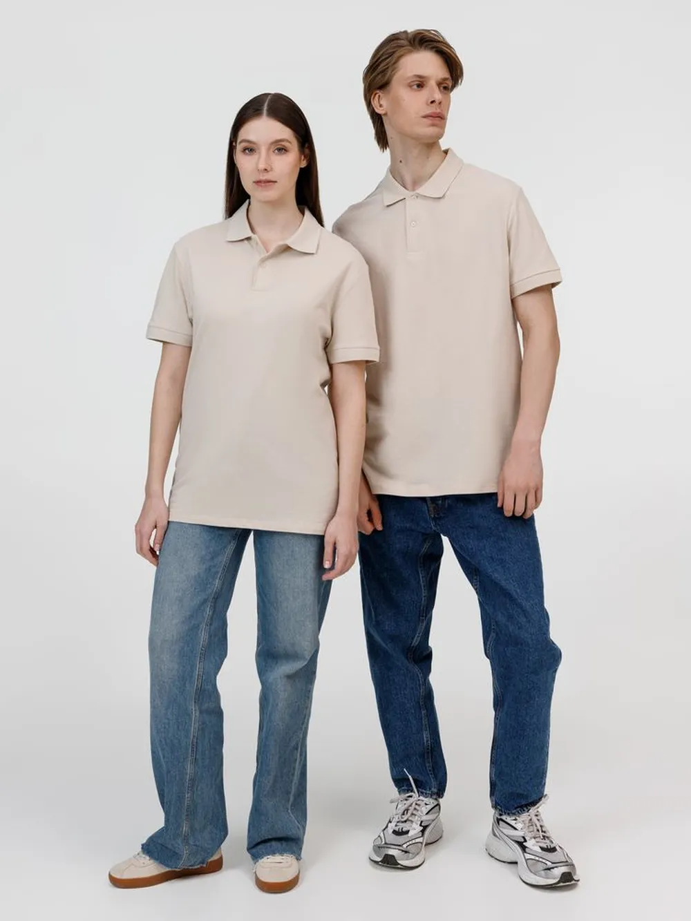 Рубашка поло унисекс Pacific, бежевая (льняная), размер L заказать онлайн с вашим дизайном на заказ в Москве и области