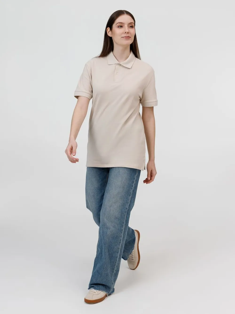 Рубашка поло унисекс Pacific, бежевая (льняная), размер L заказать онлайн с вашим дизайном на заказ в Москве и области