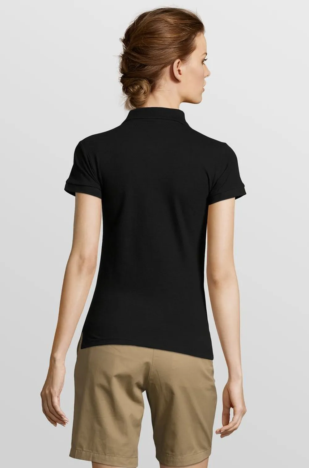 Рубашка поло женская People 210 черная, размер XXL заказать онлайн с вашим дизайном на заказ в Москве и области