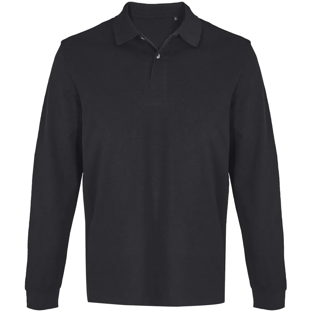 Рубашка поло унисекс с длинным рукавом Pacific LSL, черная, размер M заказать онлайн с вашим дизайном на заказ в Москве и области