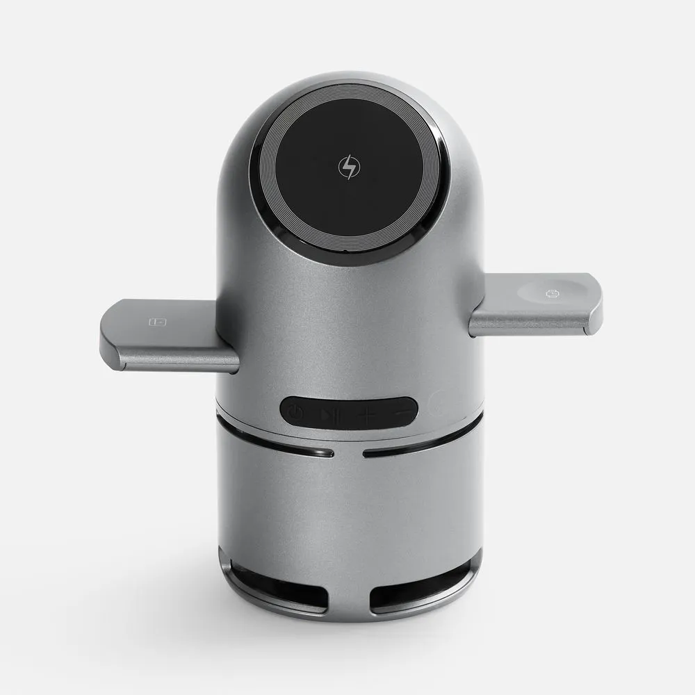 Bluetooth-колонка с беспроводной зарядкой Droid, серая заказать онлайн с вашим дизайном на заказ в Москве и области