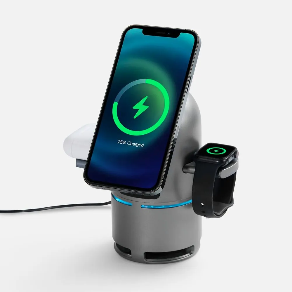 Bluetooth-колонка с беспроводной зарядкой Droid, серая заказать онлайн с вашим дизайном на заказ в Москве и области