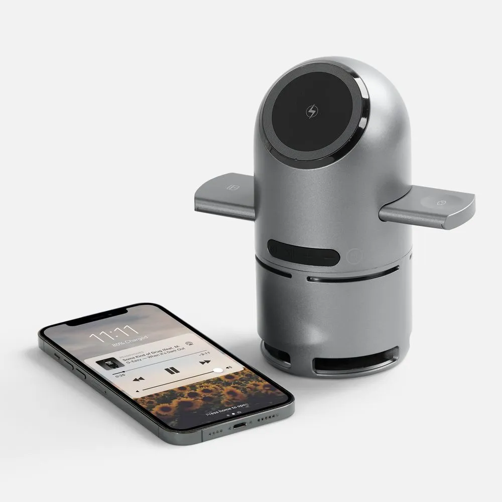 Bluetooth-колонка с беспроводной зарядкой Droid, серая заказать онлайн с вашим дизайном на заказ в Москве и области
