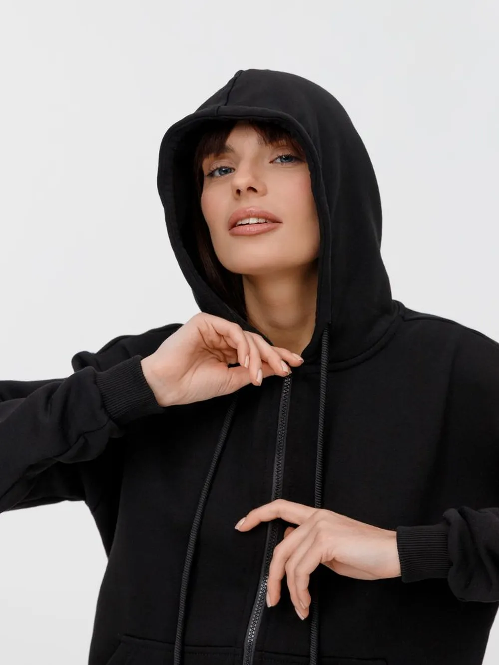 Толстовка унисекс оверсайз на молнии Zippy Terry, черная, размер XL/XXL заказать онлайн с вашим дизайном на заказ в Москве и области