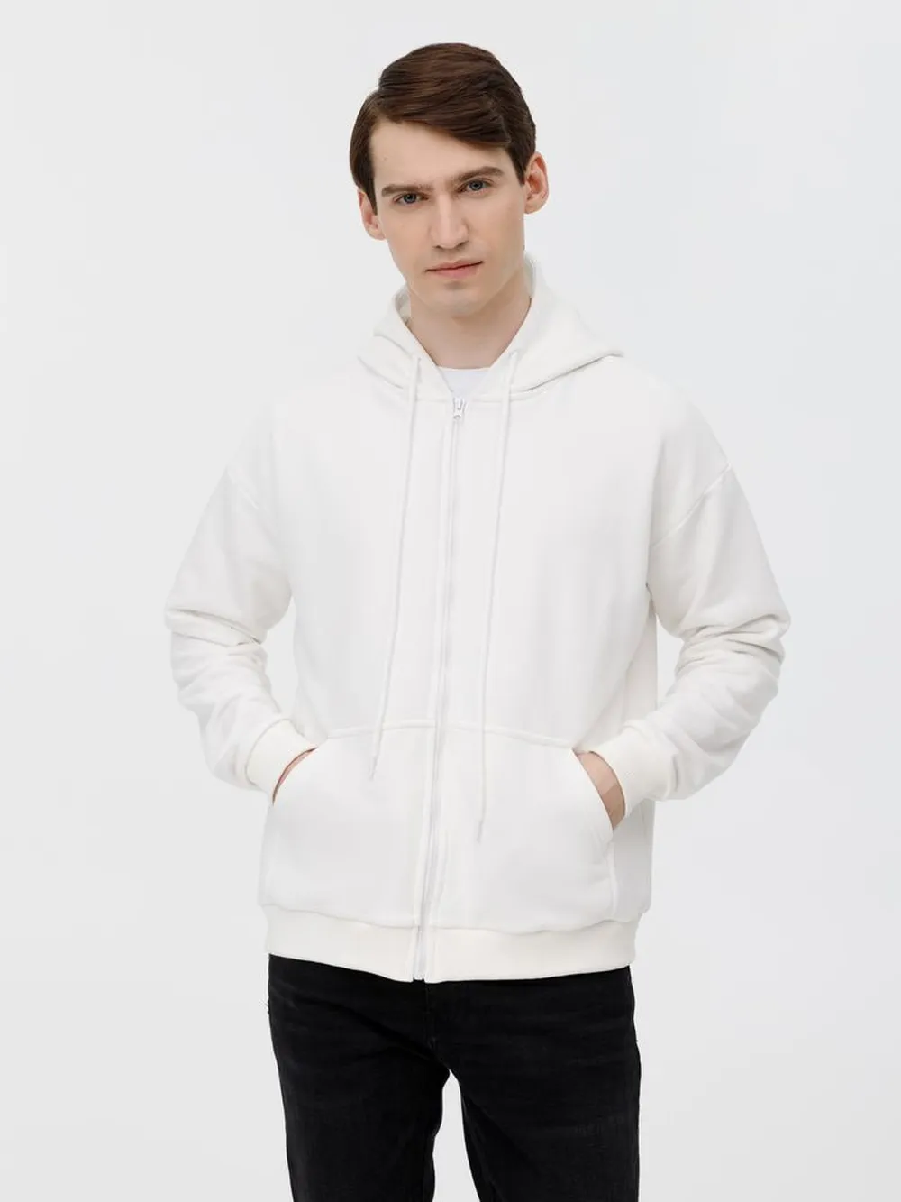 Толстовка унисекс оверсайз на молнии Zippy Terry, белая, размер XL/XXL заказать онлайн с вашим дизайном на заказ в Москве и области