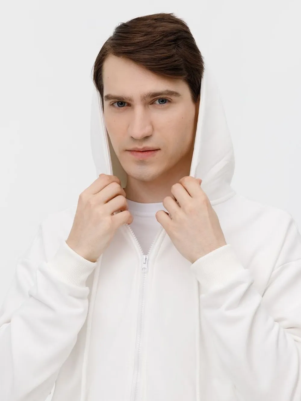 Толстовка унисекс оверсайз на молнии Zippy Terry, белая, размер XL/XXL заказать онлайн с вашим дизайном на заказ в Москве и области
