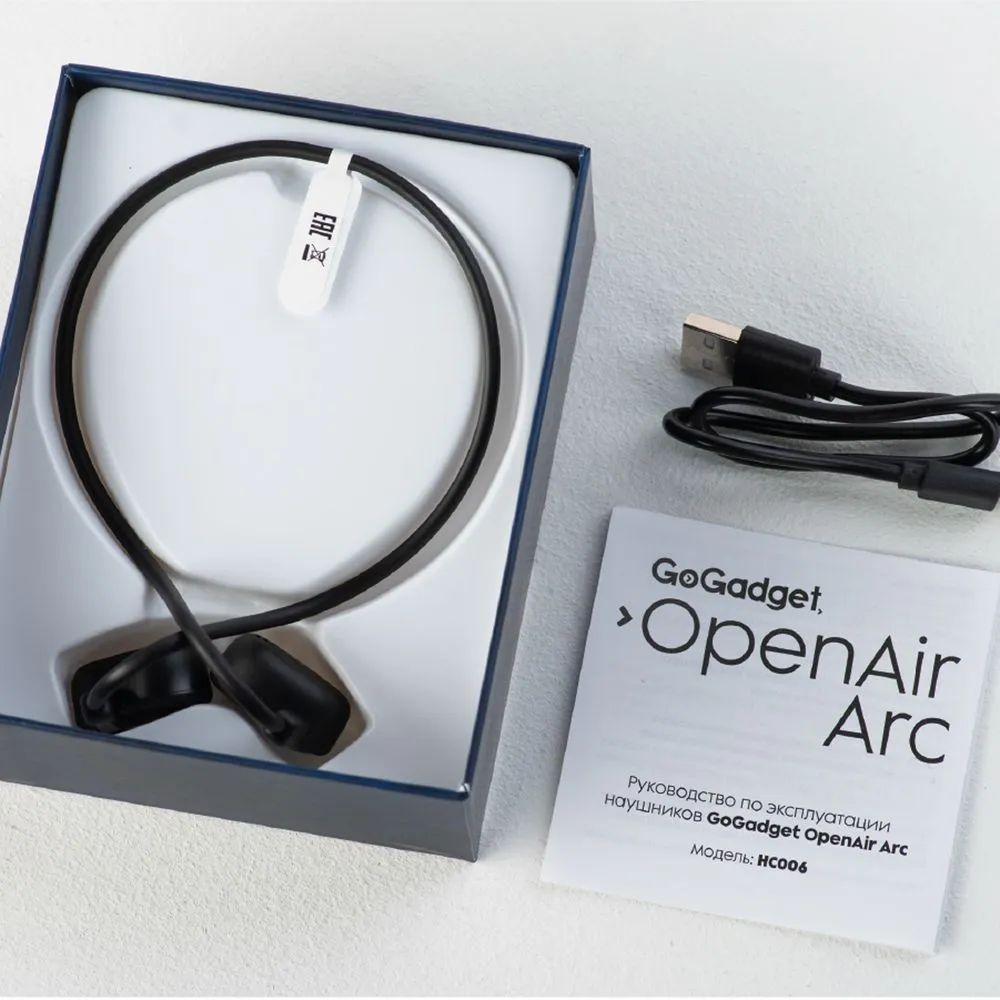Беспроводные наушники OpenAir Arc, черные заказать онлайн с вашим дизайном на заказ в Москве и области