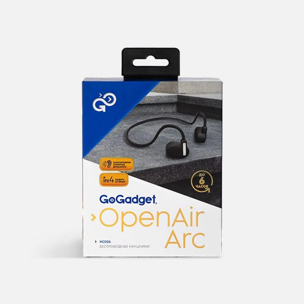 Беспроводные наушники OpenAir Arc, черные заказать онлайн с вашим дизайном на заказ в Москве и области