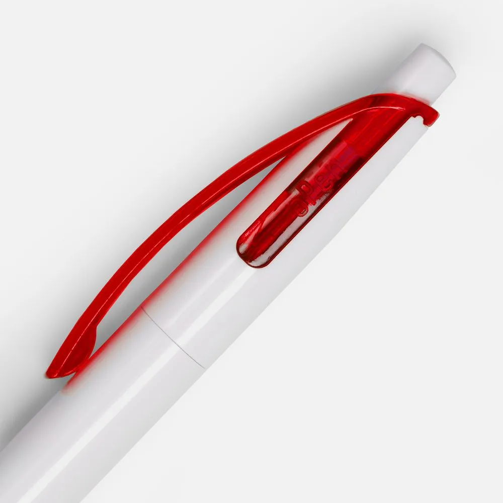 Ручка шариковая Bento, белая с красным заказать онлайн с вашим дизайном на заказ в Москве и области