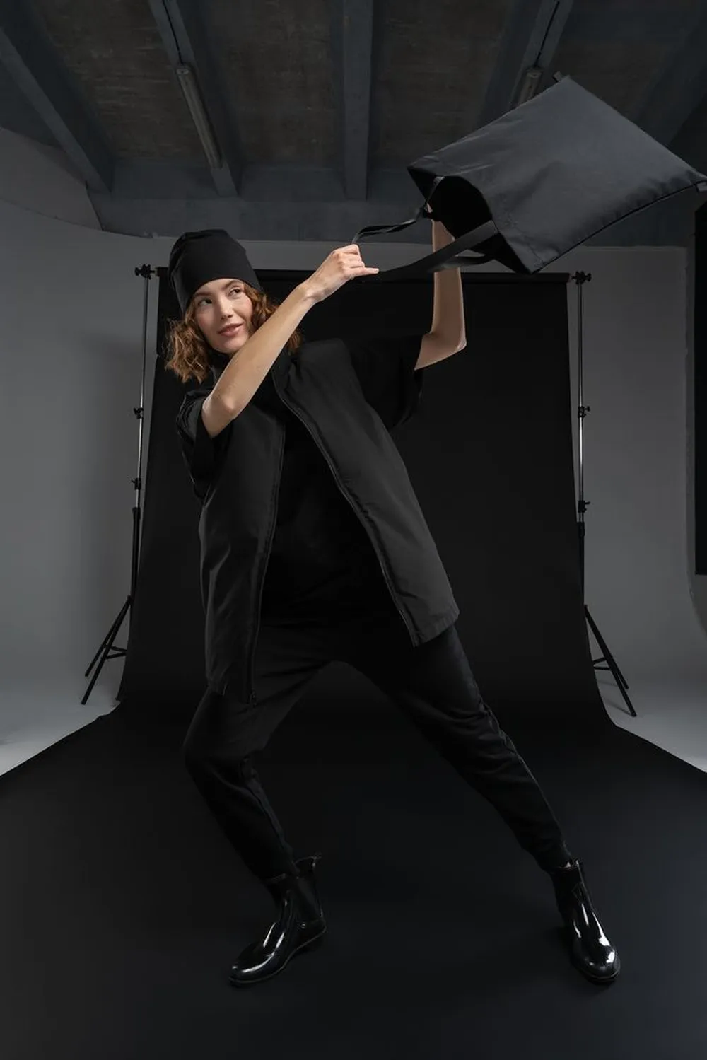 Шопер B3, черный с черными ручками заказать онлайн с вашим дизайном на заказ в Москве и области