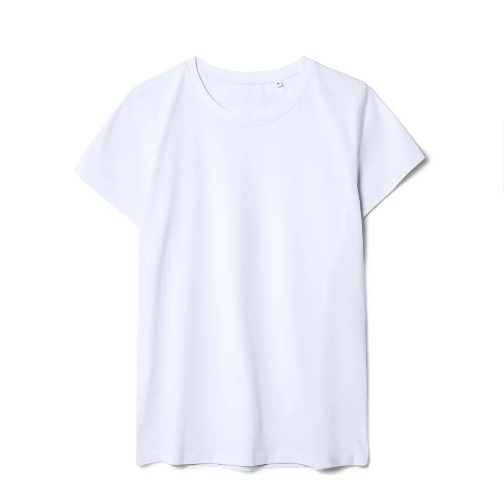 Футболка женская T-bolka Stretch Lady, белая (холодный оттенок) заказать онлайн с вашим дизайном на заказ в Москве и области