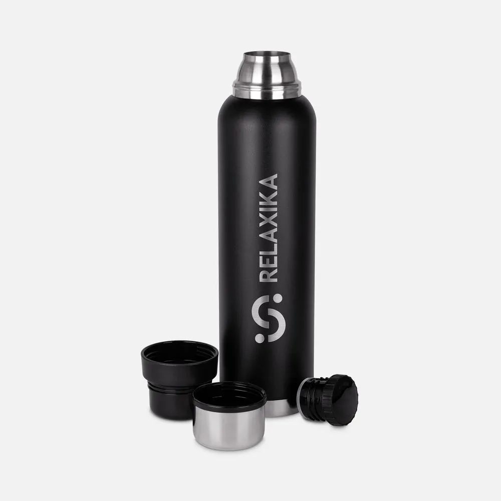 Термос Relaxika 1600 со стикерпаком, черный заказать онлайн с вашим дизайном на заказ в Москве и области
