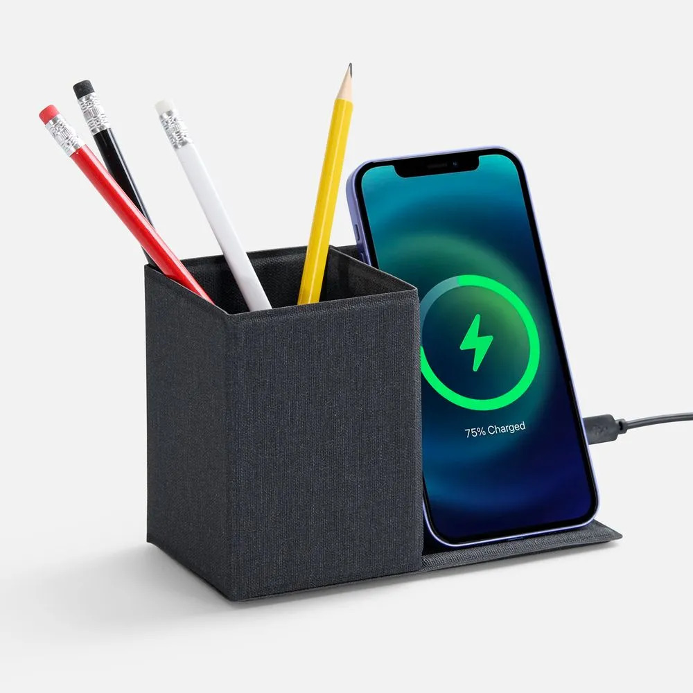 Складной органайзер с беспроводной зарядкой Midstream ver.2, серый заказать онлайн с вашим дизайном на заказ в Москве и области