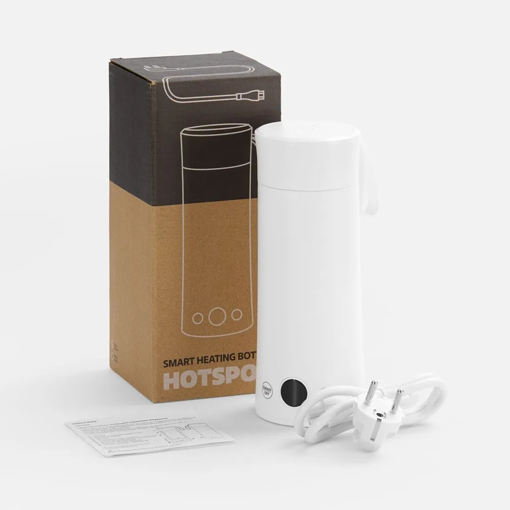 Смарт-бутылка с подогревом жидкости Hotspot, белая заказать онлайн с вашим дизайном на заказ в Москве и области