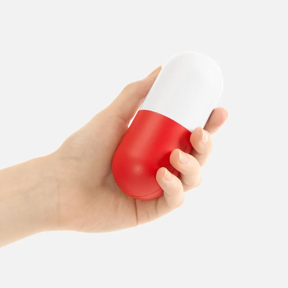 Сквиши-антистресс «Пилюля», белый с красным заказать онлайн с вашим дизайном на заказ в Москве и области