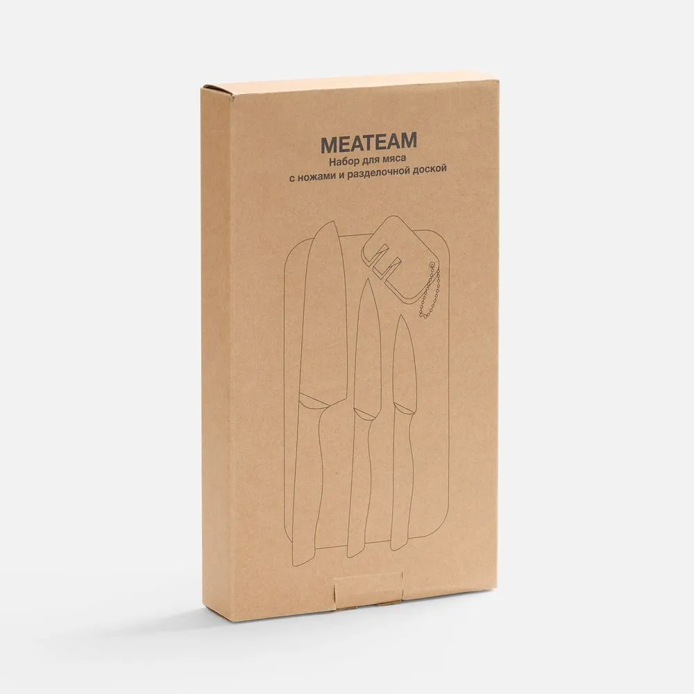 Набор для мяса Meateam с ножами и разделочной доской заказать онлайн с вашим дизайном на заказ в Москве и области