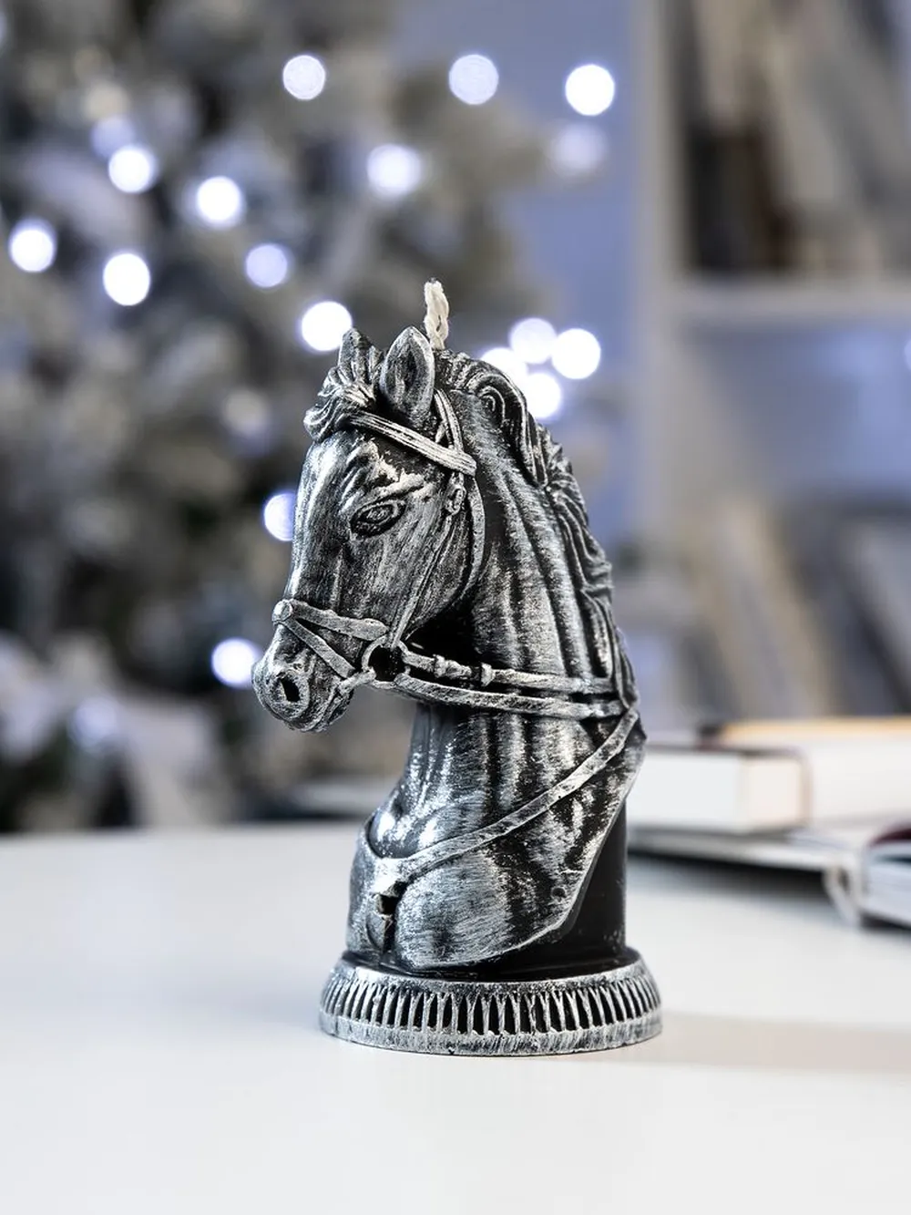 Свеча фигурная «Бюст лошади», серебристая заказать онлайн с вашим дизайном на заказ в Москве и области
