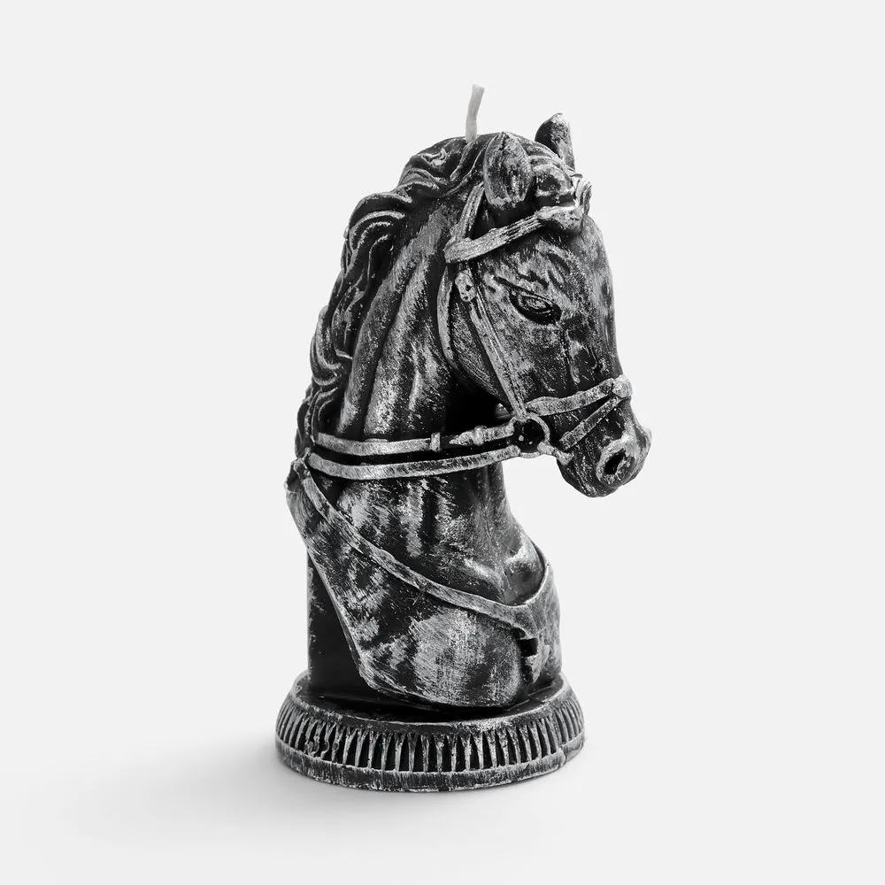 Свеча фигурная «Бюст лошади», серебристая заказать онлайн с вашим дизайном на заказ в Москве и области