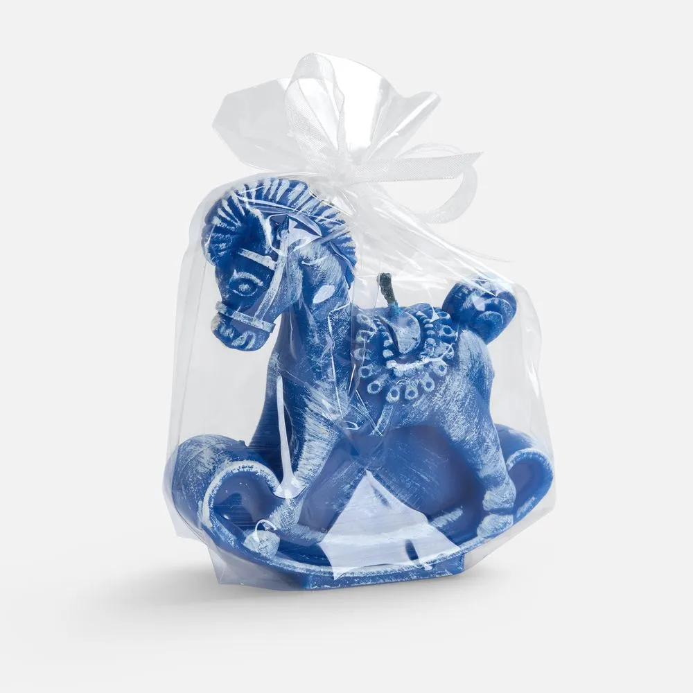 Свеча фигурная «Лошадка-качалка», синяя заказать онлайн с вашим дизайном на заказ в Москве и области