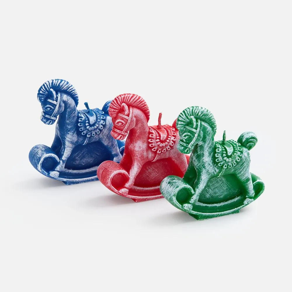 Свеча фигурная «Лошадка-качалка», красная заказать онлайн с вашим дизайном на заказ в Москве и области