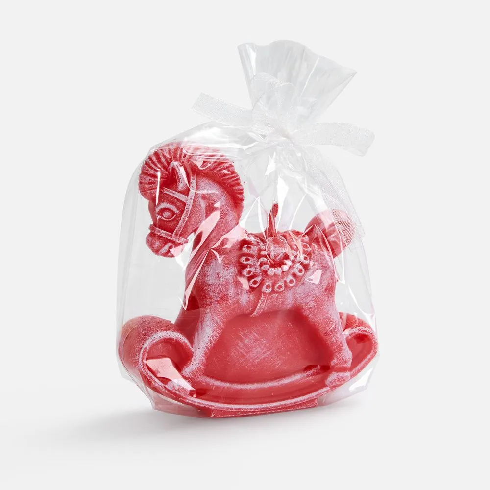 Свеча фигурная «Лошадка-качалка», красная заказать онлайн с вашим дизайном на заказ в Москве и области