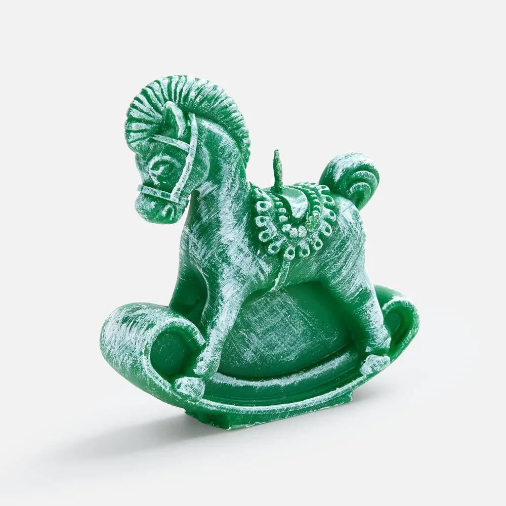 Свеча фигурная «Лошадка-качалка», зеленая заказать онлайн с вашим дизайном на заказ в Москве и области