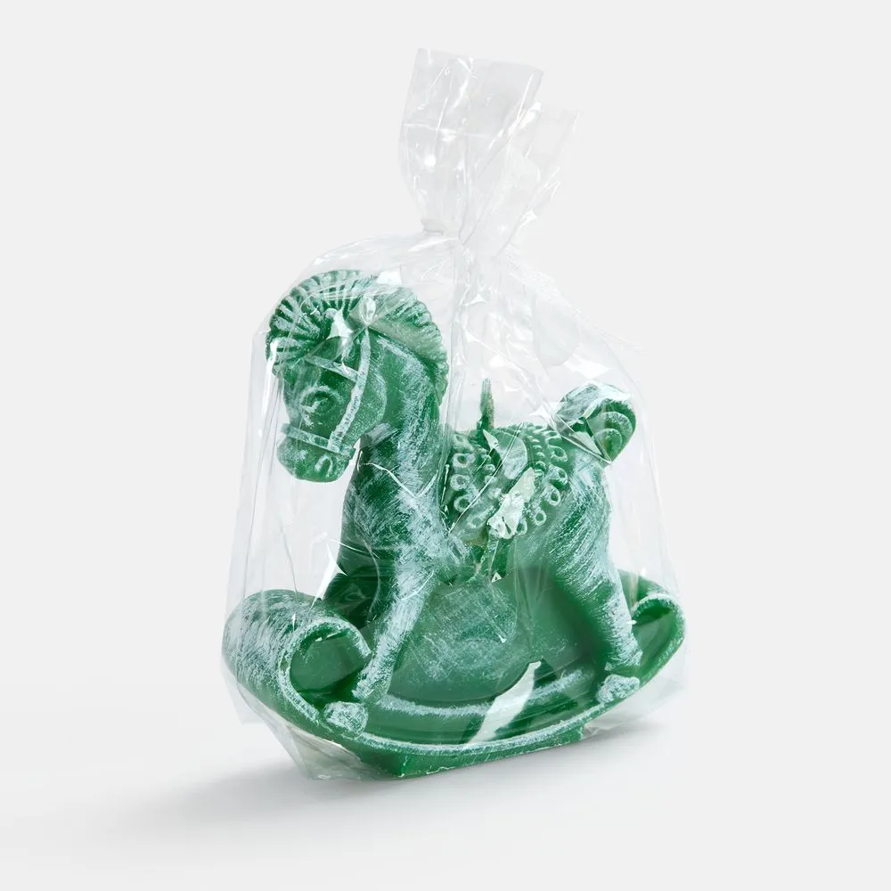 Свеча фигурная «Лошадка-качалка», зеленая заказать онлайн с вашим дизайном на заказ в Москве и области