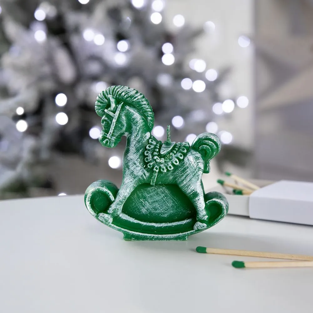 Свеча фигурная «Лошадка-качалка», зеленая заказать онлайн с вашим дизайном на заказ в Москве и области