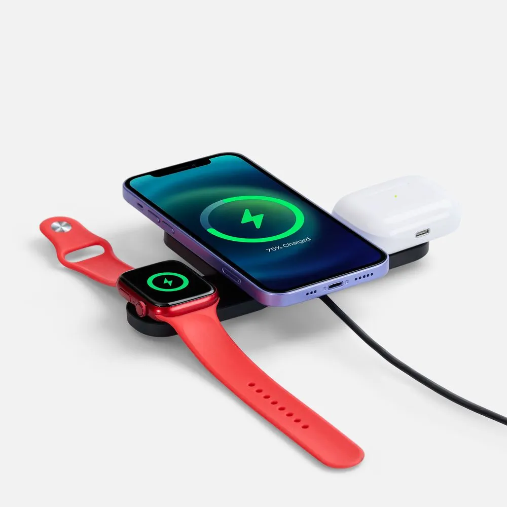 Складная станция беспроводной зарядки Trilogic, черная заказать онлайн с вашим дизайном на заказ в Москве и области