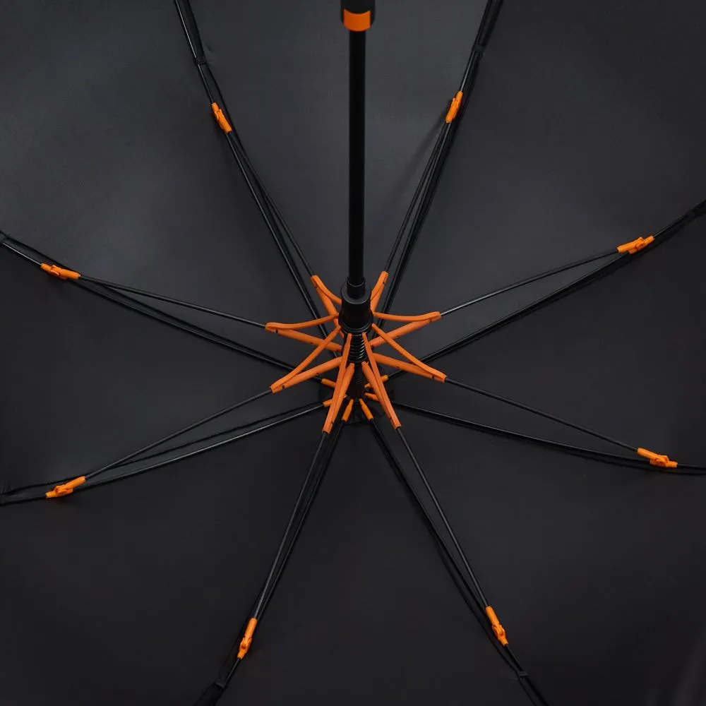 Зонт-трость Hidecolor с цветными спицами, черный с оранжевым заказать онлайн с вашим дизайном на заказ в Москве и области
