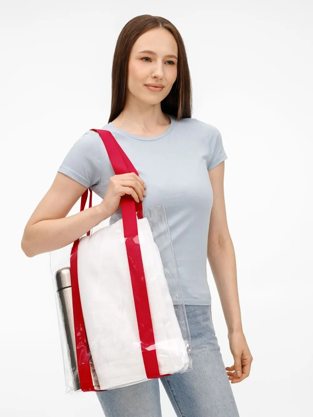 Шопер Clear Fest, ver.2, прозрачный с красными ручками заказать онлайн с вашим дизайном на заказ в Москве и области