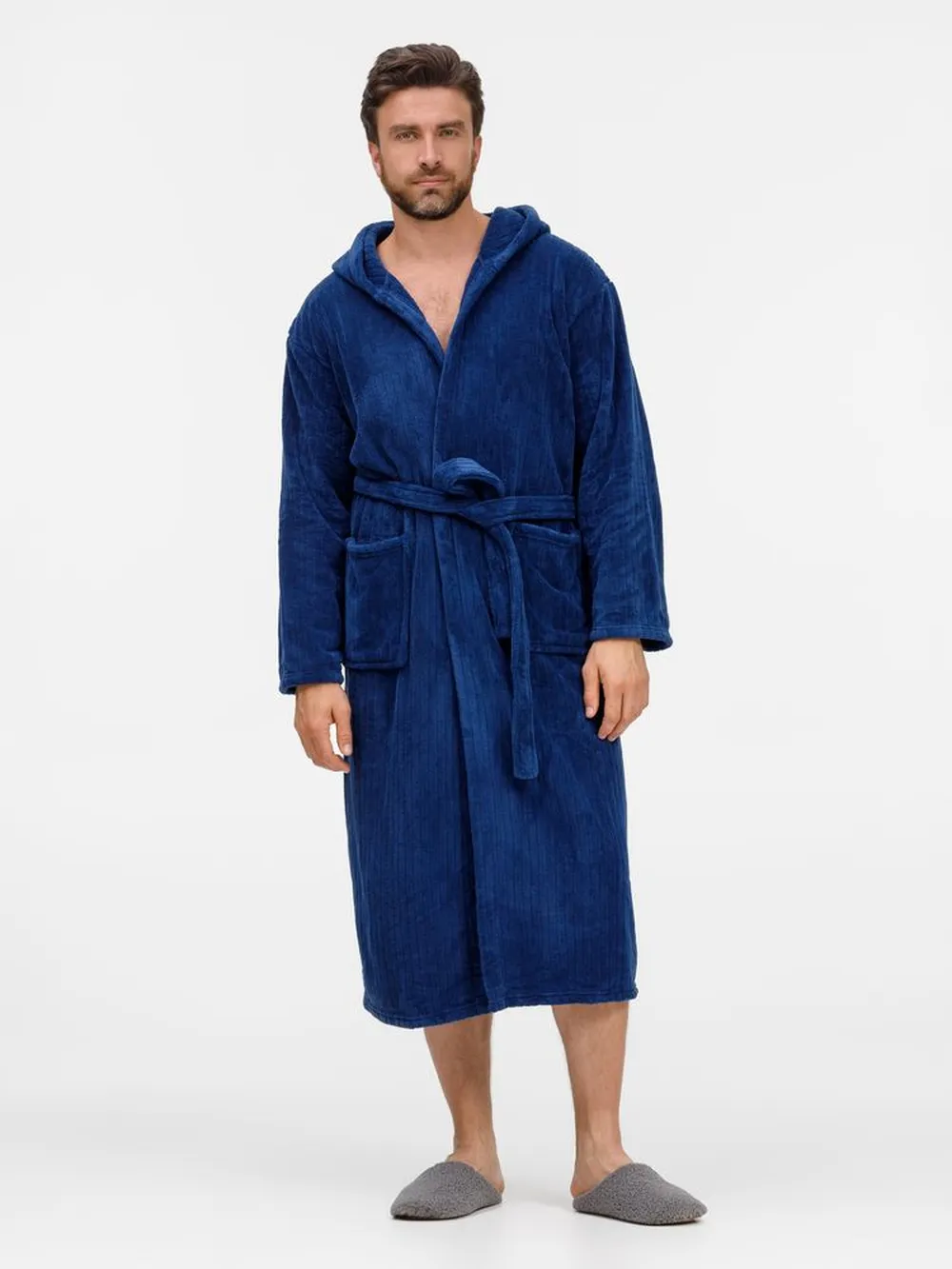 Халат флисовый Magic Mantle, темно-синий заказать онлайн с вашим дизайном на заказ в Москве и области