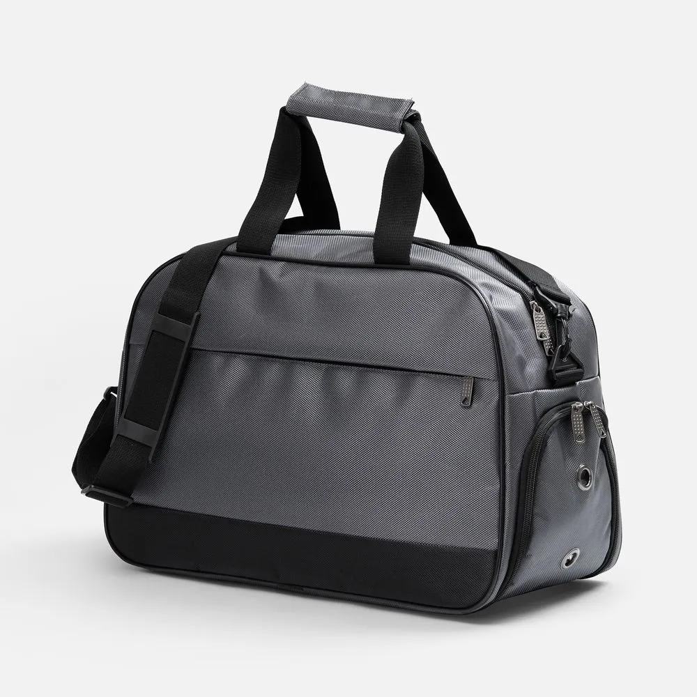 Спортивная сумка Atlantes, светло-серая с черным заказать онлайн с вашим дизайном на заказ в Москве и области