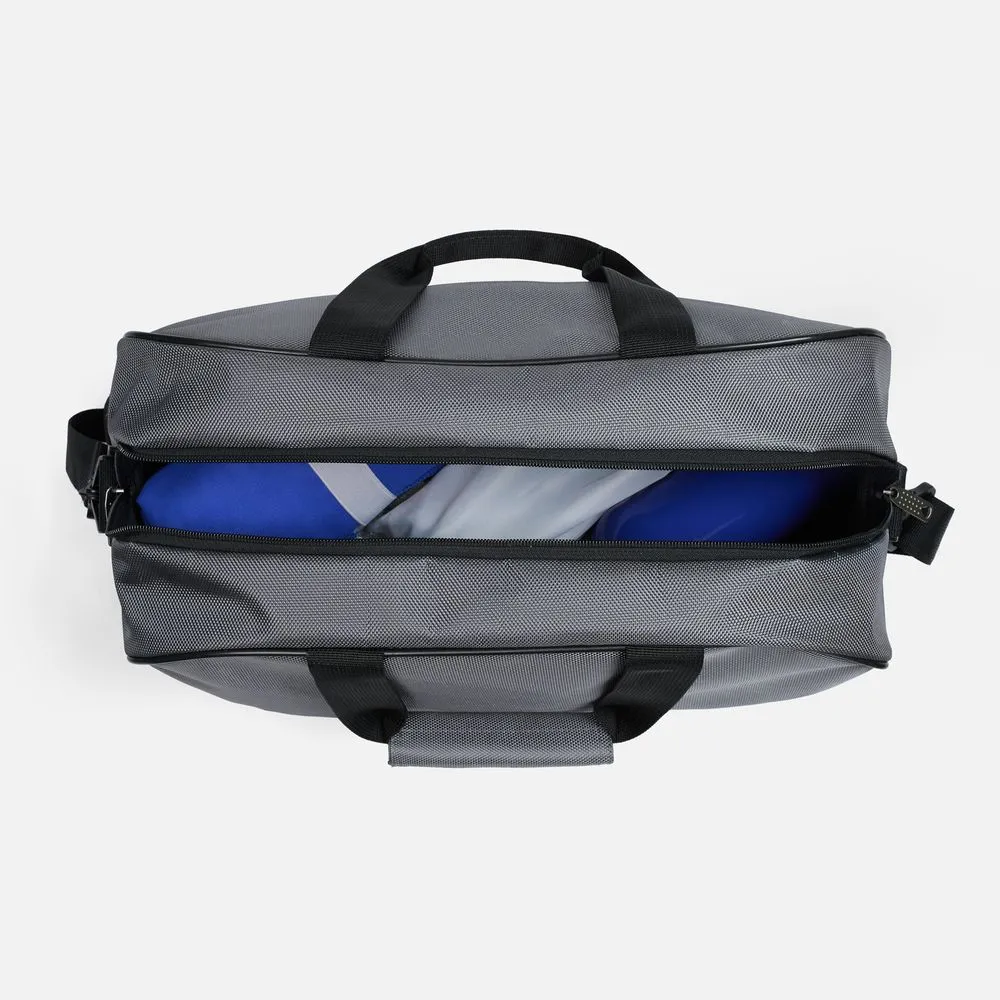 Спортивная сумка Atlantes, светло-серая с черным заказать онлайн с вашим дизайном на заказ в Москве и области