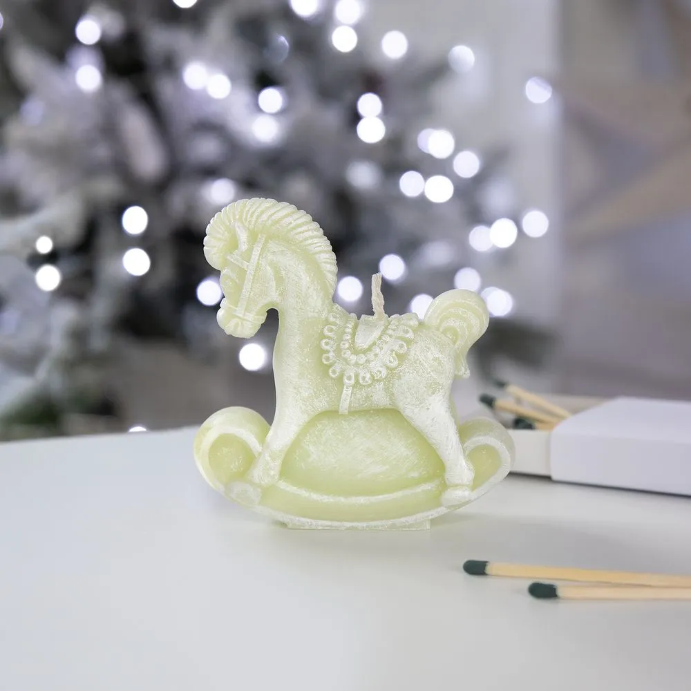 Свеча фигурная «Лошадка-качалка», светло-зеленая заказать онлайн с вашим дизайном на заказ в Москве и области