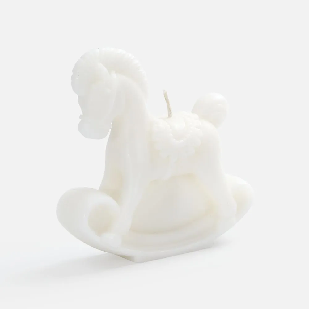 Свеча фигурная «Лошадка-качалка», белая заказать онлайн с вашим дизайном на заказ в Москве и области