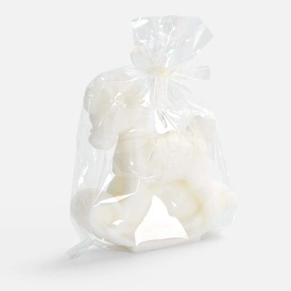 Свеча фигурная «Лошадка-качалка», белая заказать онлайн с вашим дизайном на заказ в Москве и области