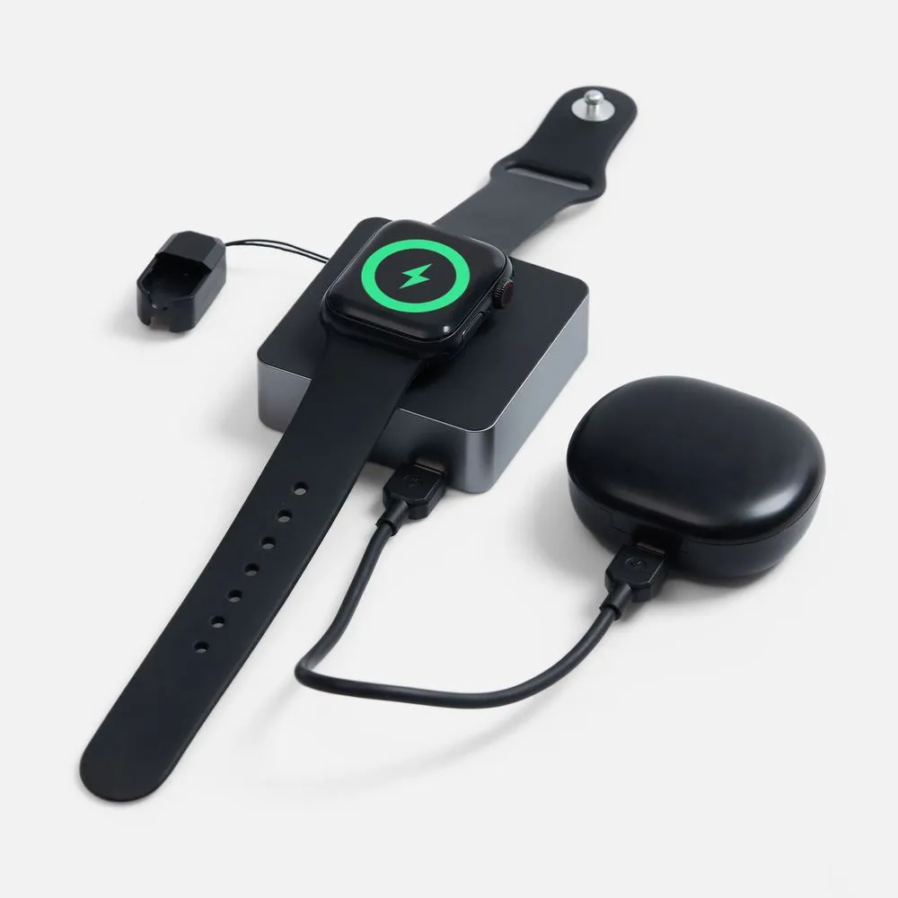 Внешний аккумулятор с беспроводной зарядкой Aura Power 5000 мАч, серый заказать онлайн с вашим дизайном на заказ в Москве и области