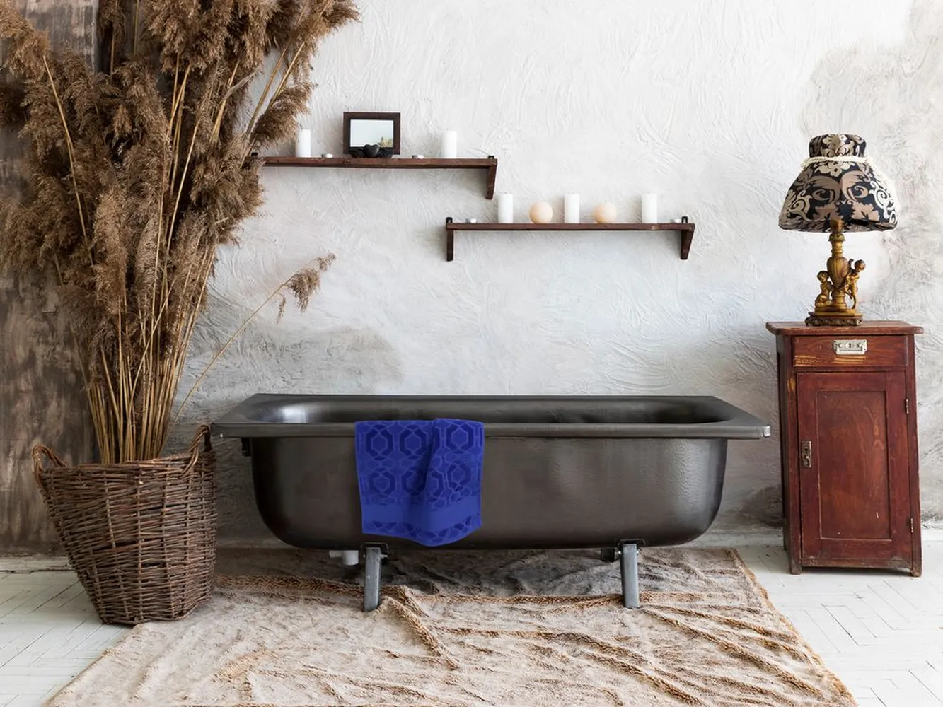 Полотенце Velin, среднее, синее заказать онлайн с вашим дизайном на заказ в Москве и области