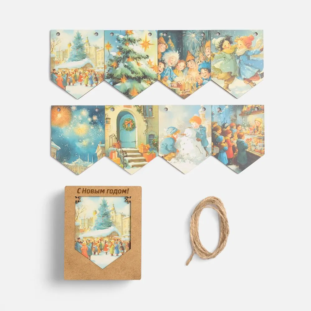 Деревянные флажки «Праздничные мотивы» заказать онлайн с вашим дизайном на заказ в Москве и области