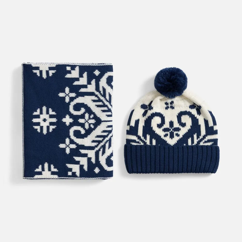 Шапка Wintertude, синяя с белым заказать онлайн с вашим дизайном на заказ в Москве и области