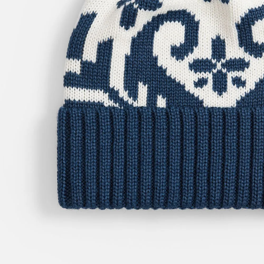 Шапка Wintertude, синяя с белым заказать онлайн с вашим дизайном на заказ в Москве и области