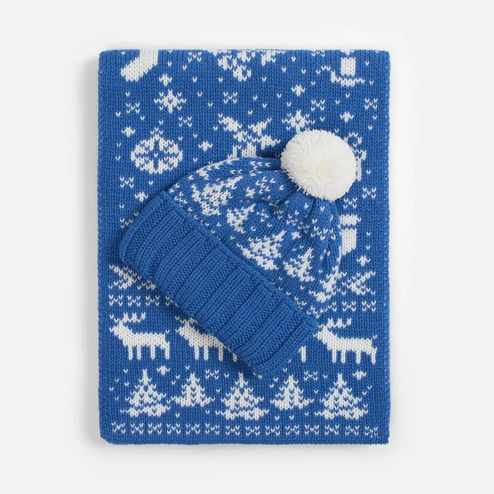 Шапка Holidale, синяя с молочным заказать онлайн с вашим дизайном на заказ в Москве и области