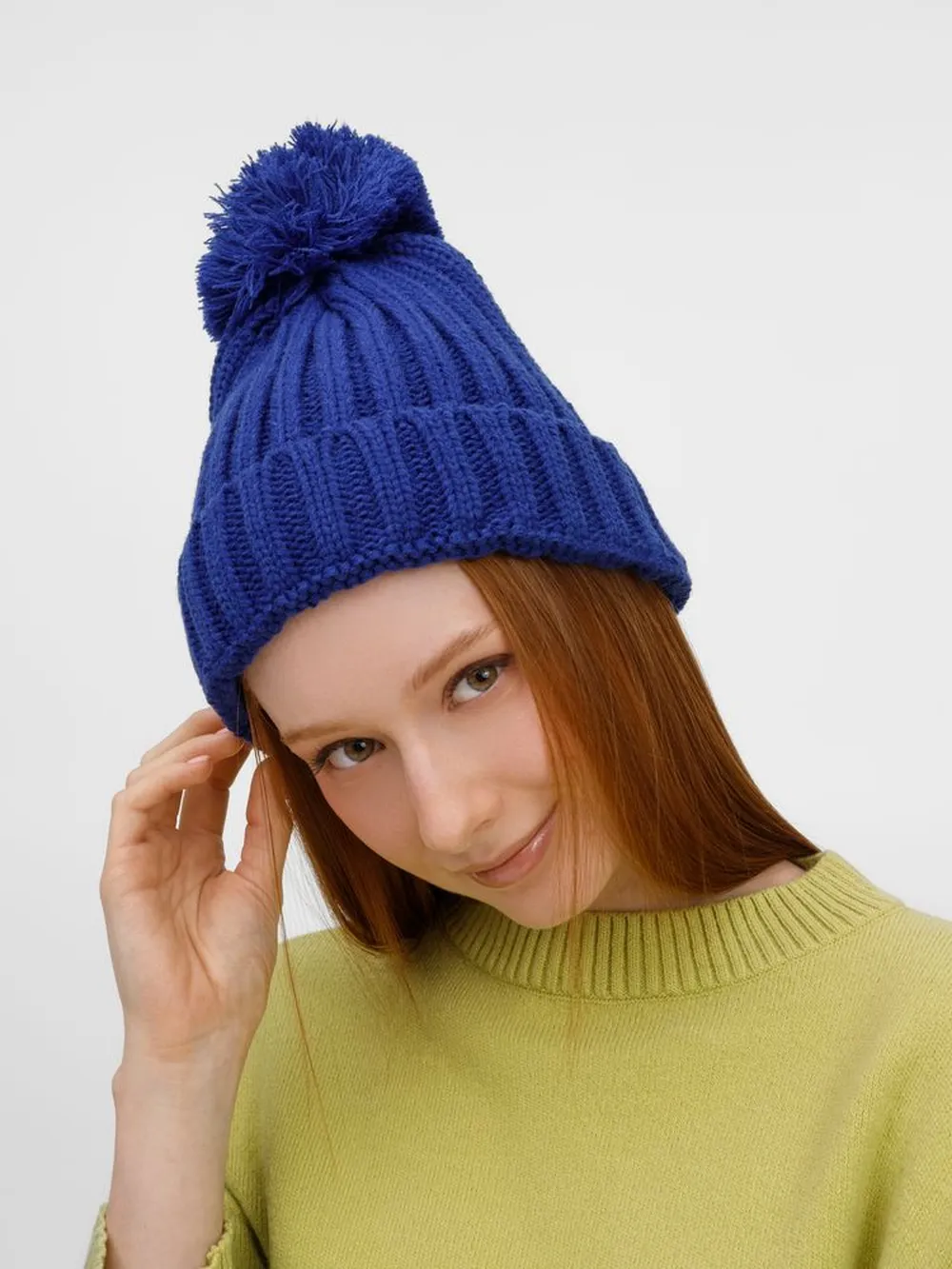 Шапка HappyGo, синяя заказать онлайн с вашим дизайном на заказ в Москве и области