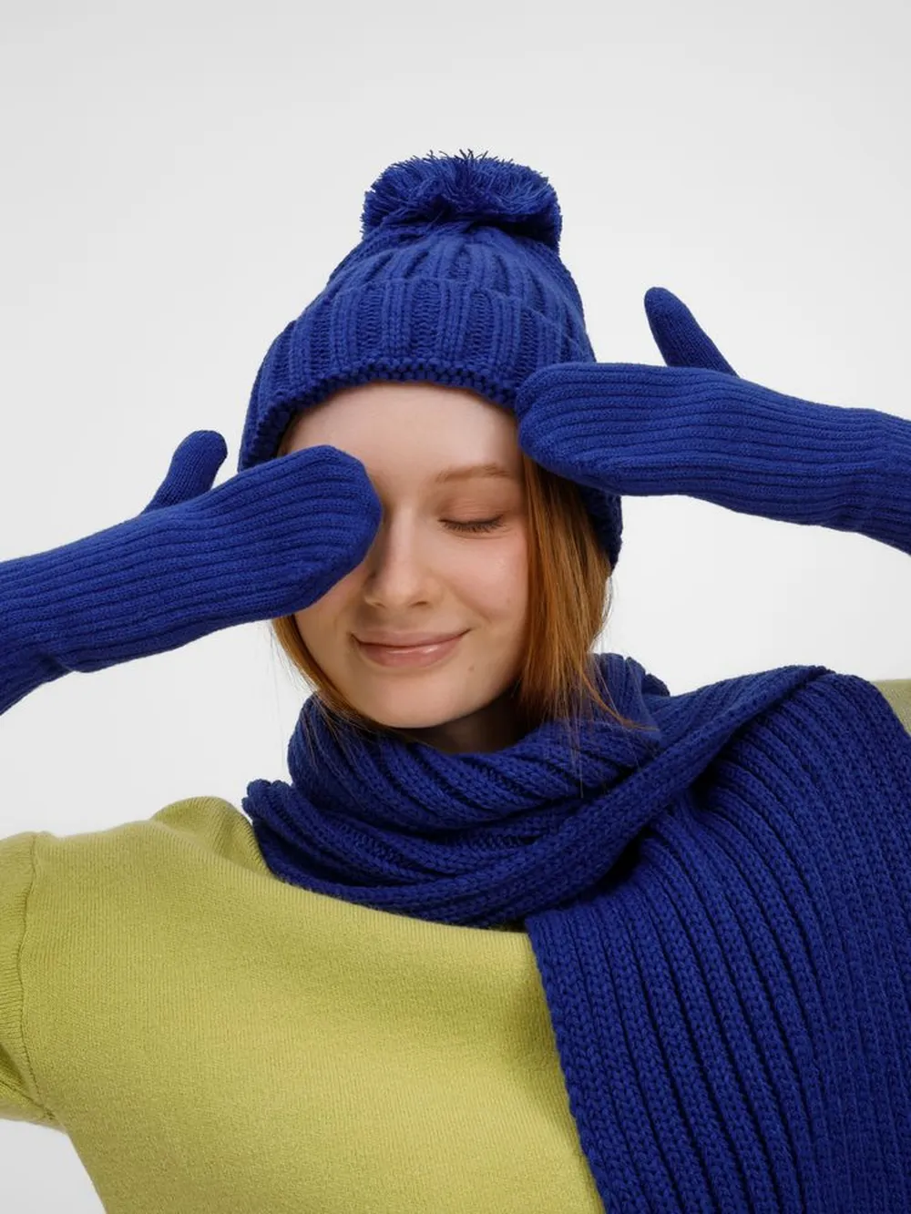 Шапка HappyGo, синяя заказать онлайн с вашим дизайном на заказ в Москве и области