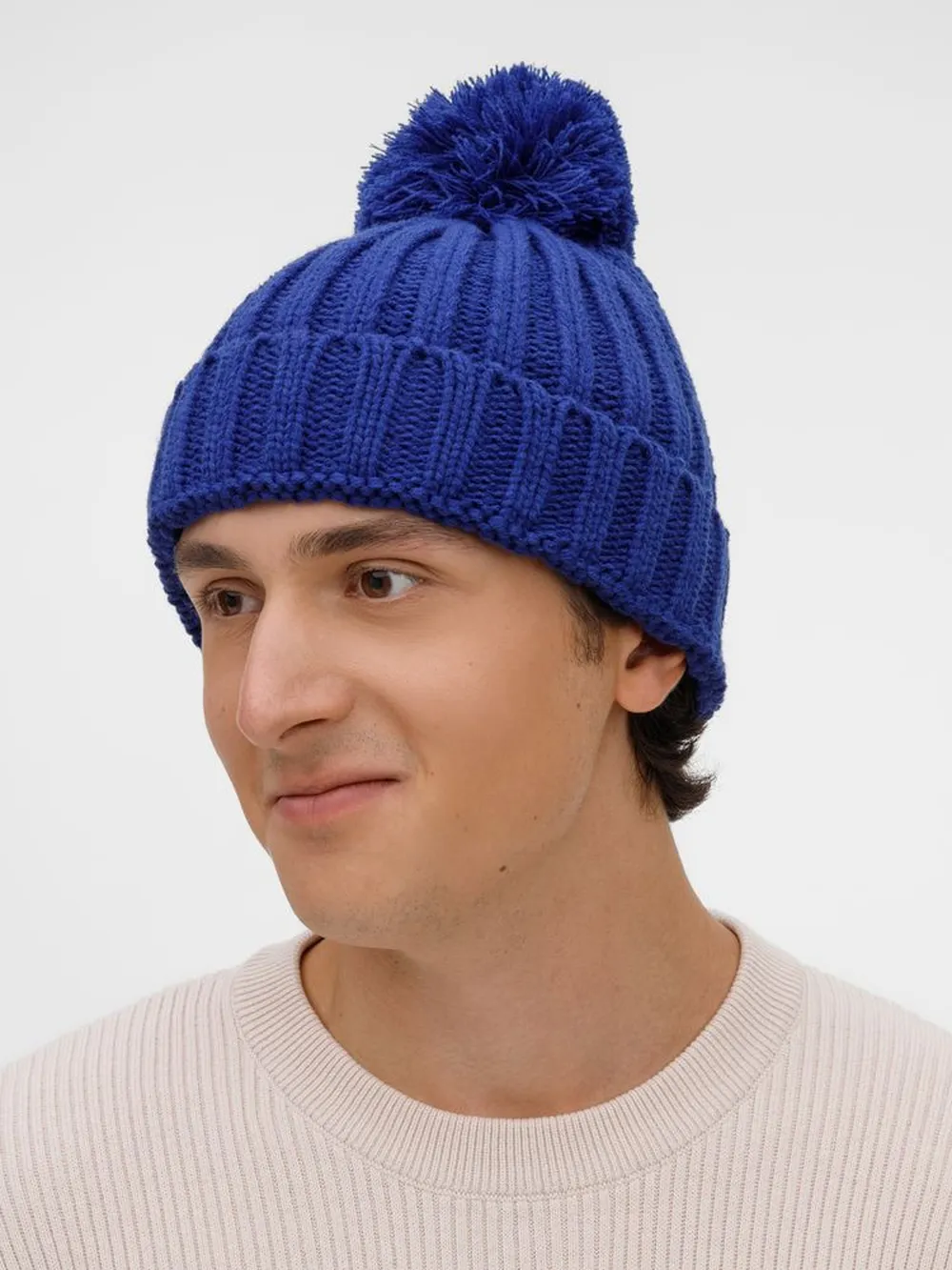 Шапка HappyGo, синяя заказать онлайн с вашим дизайном на заказ в Москве и области