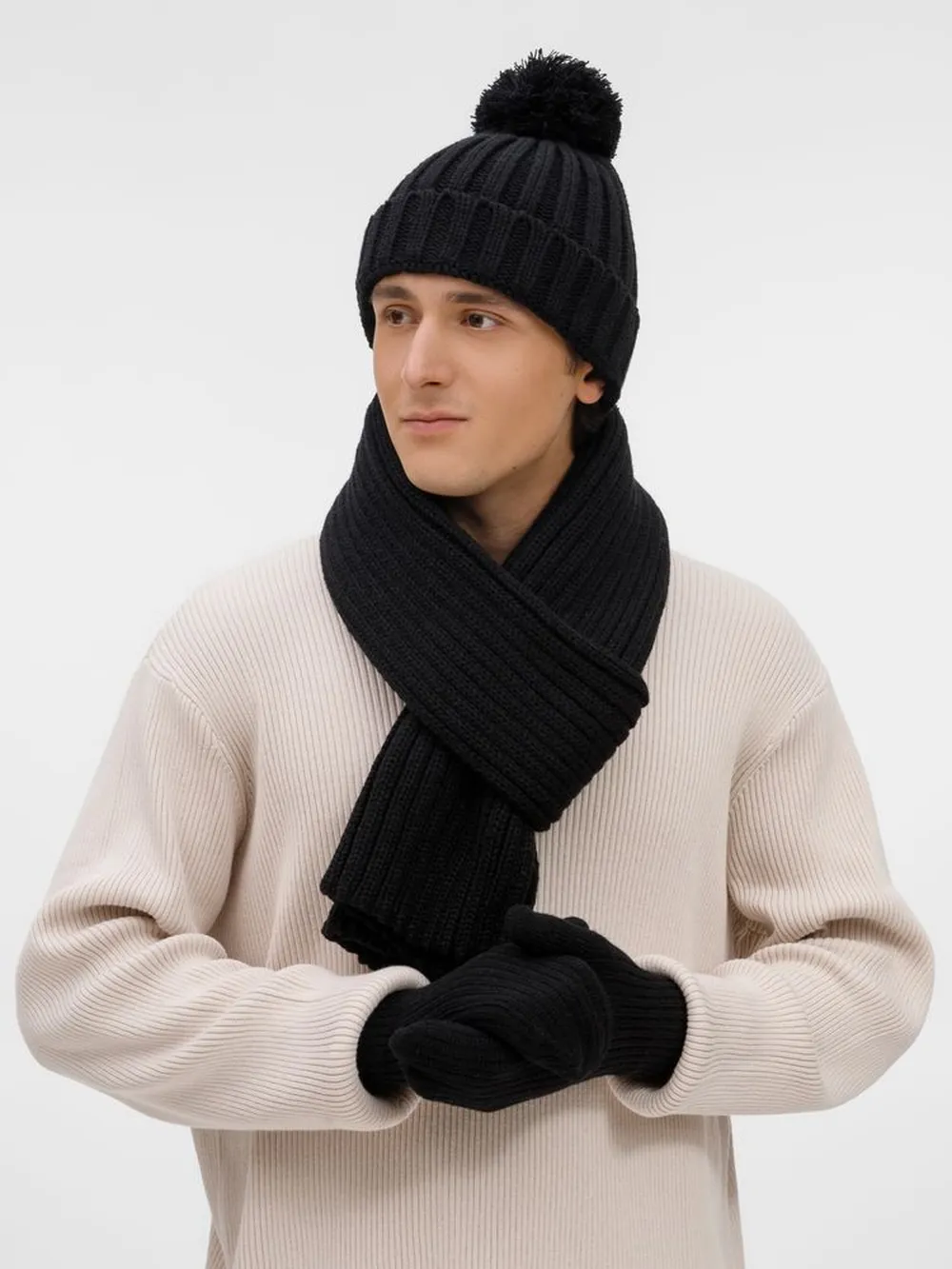 Варежки HappyGo, черные заказать онлайн с вашим дизайном на заказ в Москве и области