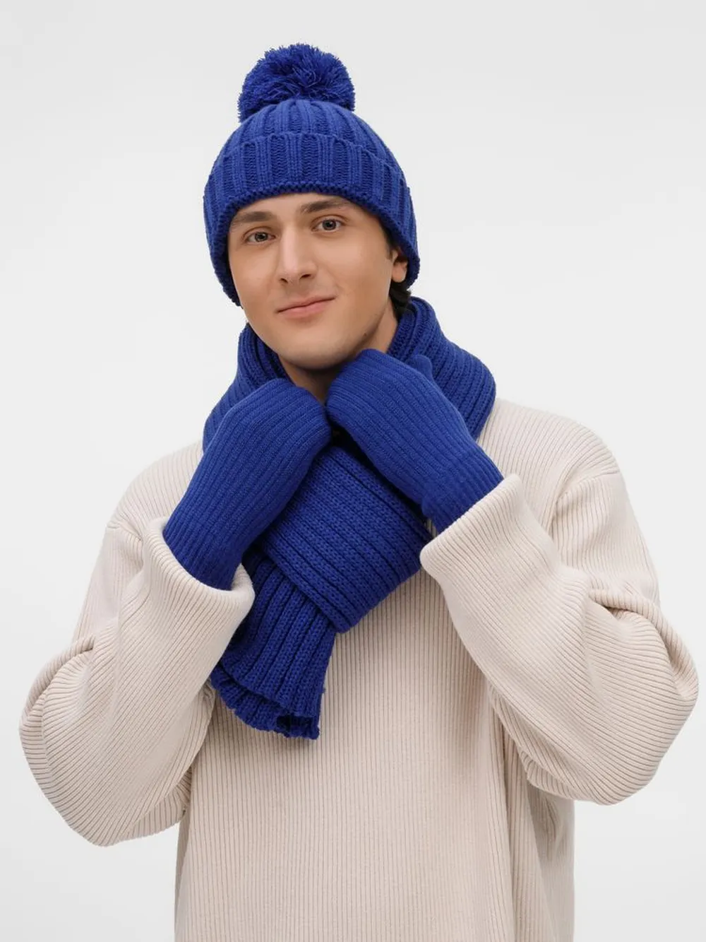 Варежки HappyGo, синие заказать онлайн с вашим дизайном на заказ в Москве и области