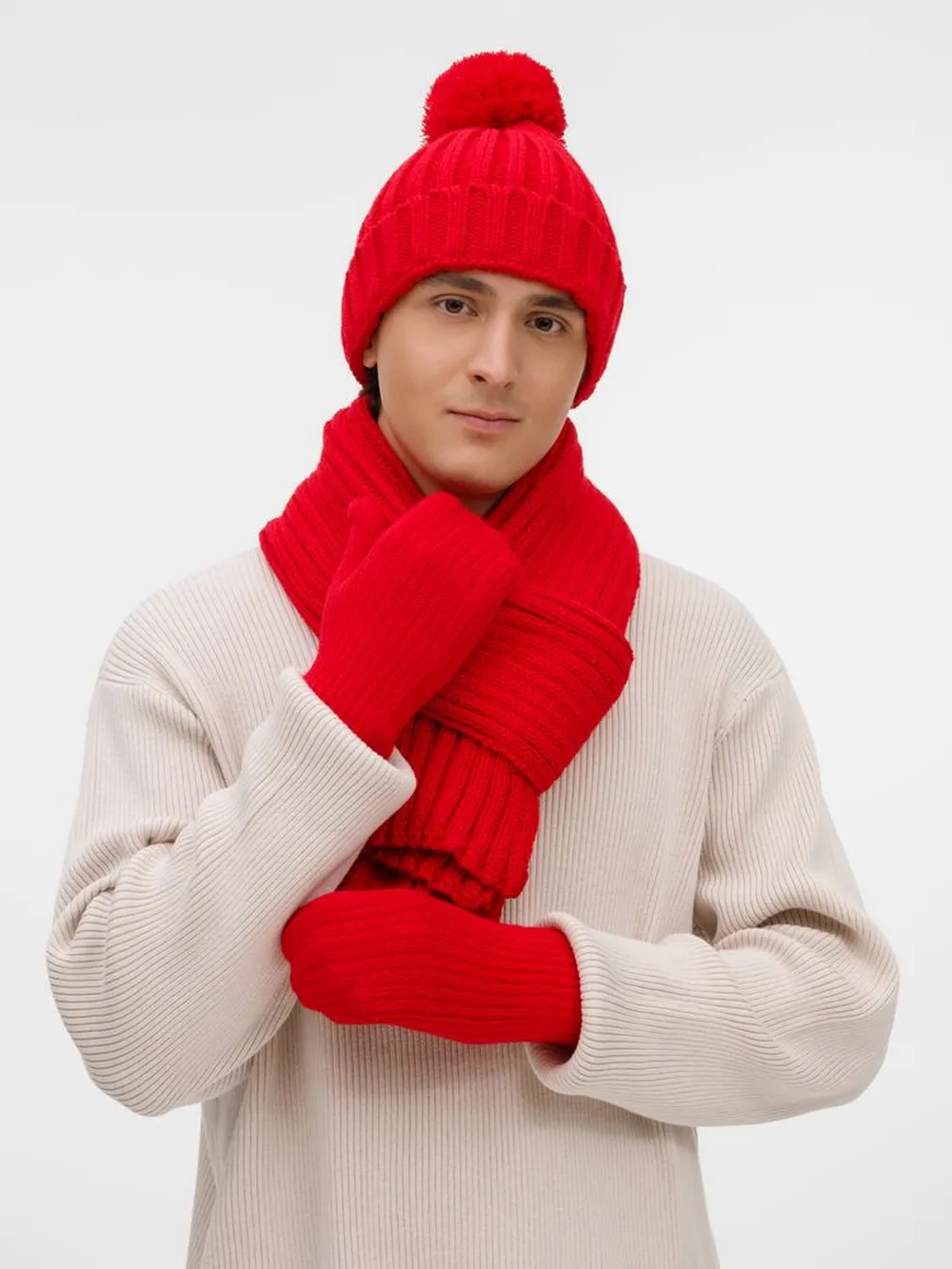 Варежки HappyGo, красные заказать онлайн с вашим дизайном на заказ в Москве и области