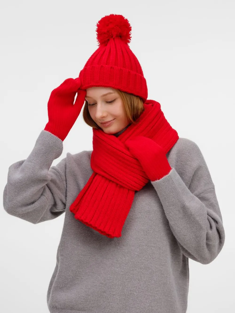 Варежки HappyGo, красные заказать онлайн с вашим дизайном на заказ в Москве и области